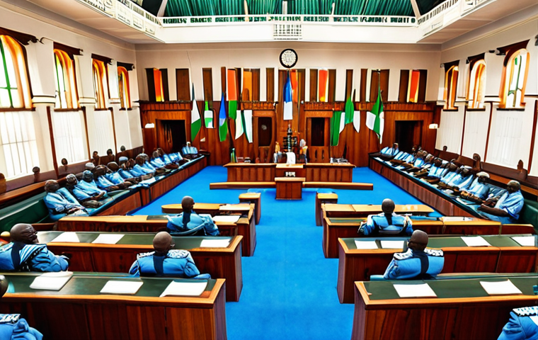 **Image Prompt:** A vibrant photo depicting Sierra Leone's parliament in session. Include diverse members of parliament engaged in lively debate. Focus on the architectural details of the building with the Sierra Leone flag displayed prominently. The atmosphere should convey both the challenges and hopes of a developing democracy.